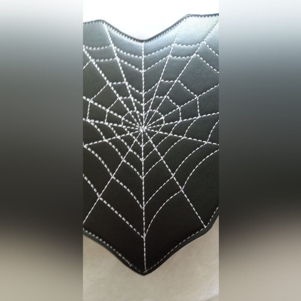 Black Heart w Spider Web Design Backpack / Shoulder Bag New - Picture 7 of 12